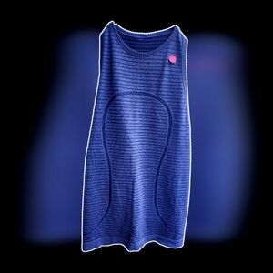 LULULEMON HIGH NECK SWIFTLY TECH STRIPED TANK BLUE S